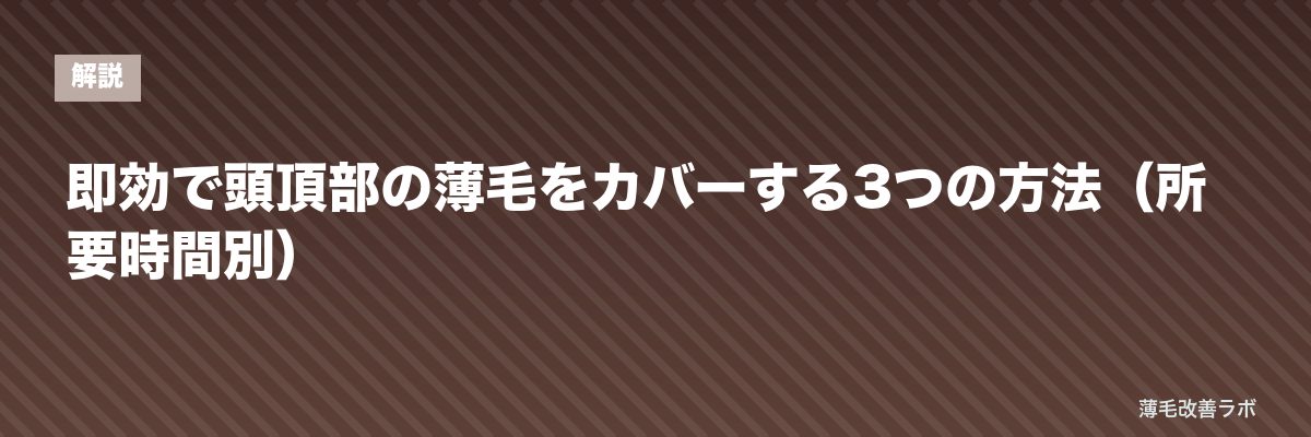 即効で頭頂部の薄毛をカバーする3つの方法（所要時間別） | 薄毛改善ラボ