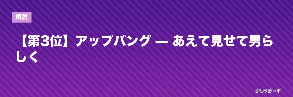 【第3位】アップバング — あえて見せて男らしく | 薄毛改善ラボ