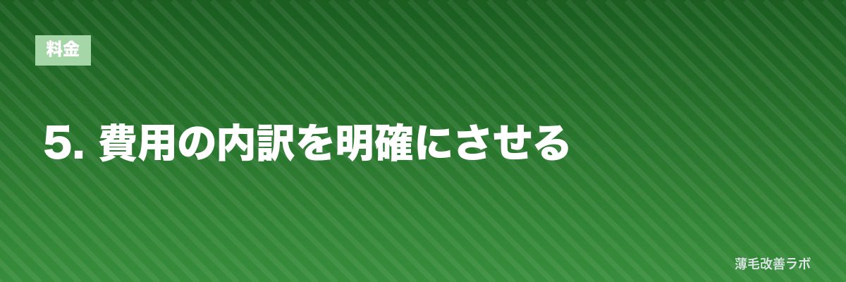 5. 費用の内訳を明確にさせる | 薄毛改善ラボ