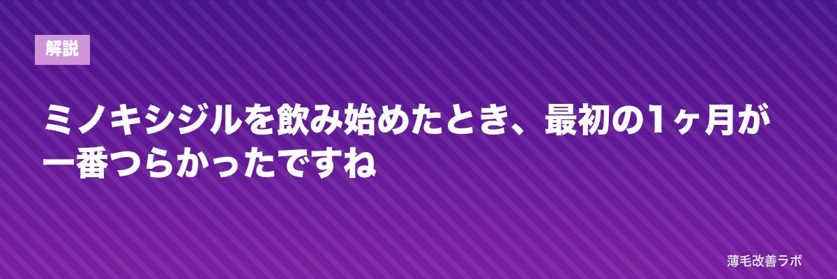 ミノキシジルを飲み始めたとき、最初の1ヶ月が一番つらかったですね | 薄毛改善ラボ