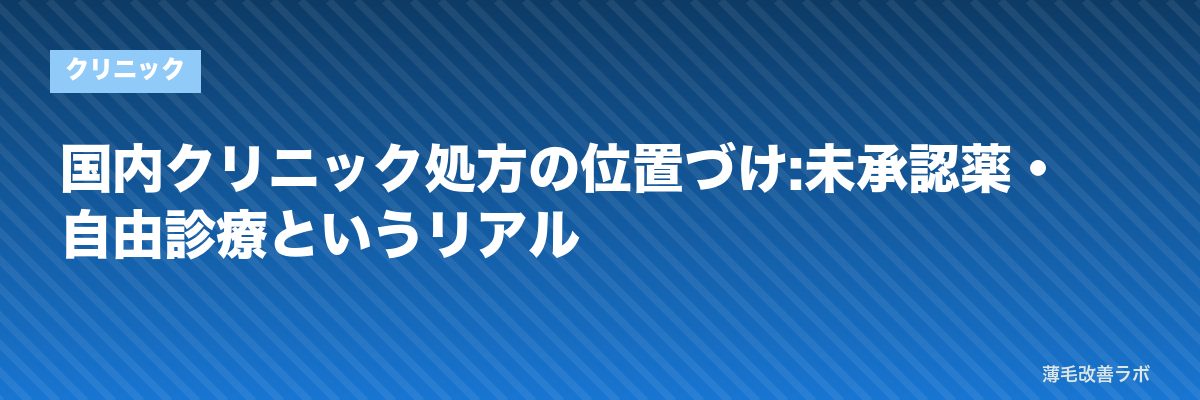 国内クリニック処方の位置づけ:未承認薬・自由診療というリアル | 薄毛改善ラボ