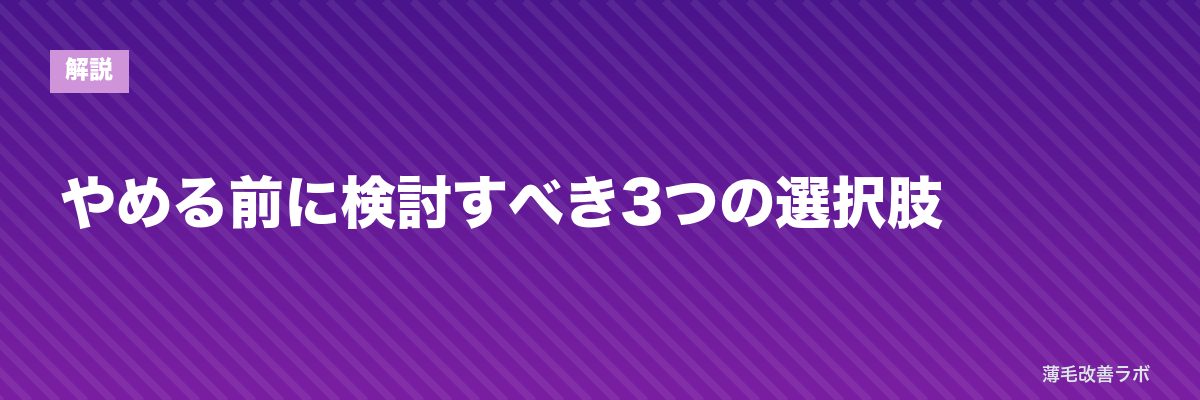 やめる前に検討すべき3つの選択肢 | 薄毛改善ラボ