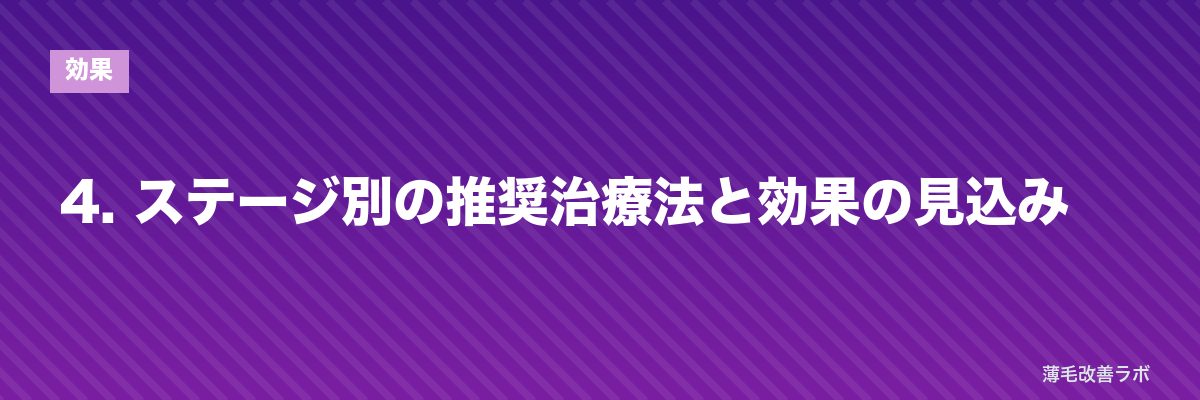 4. ステージ別の推奨治療法と効果の見込み | 薄毛改善ラボ