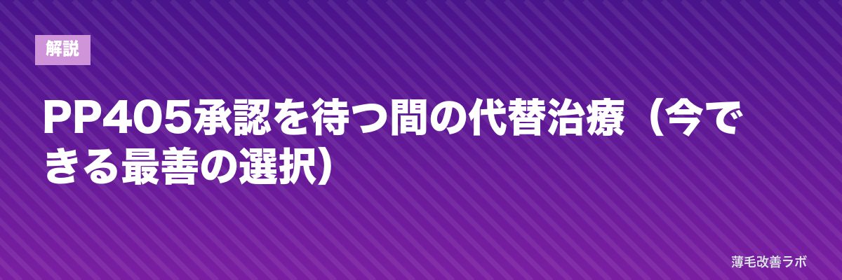 PP405承認を待つ間の代替治療（今できる最善の選択） | 薄毛改善ラボ