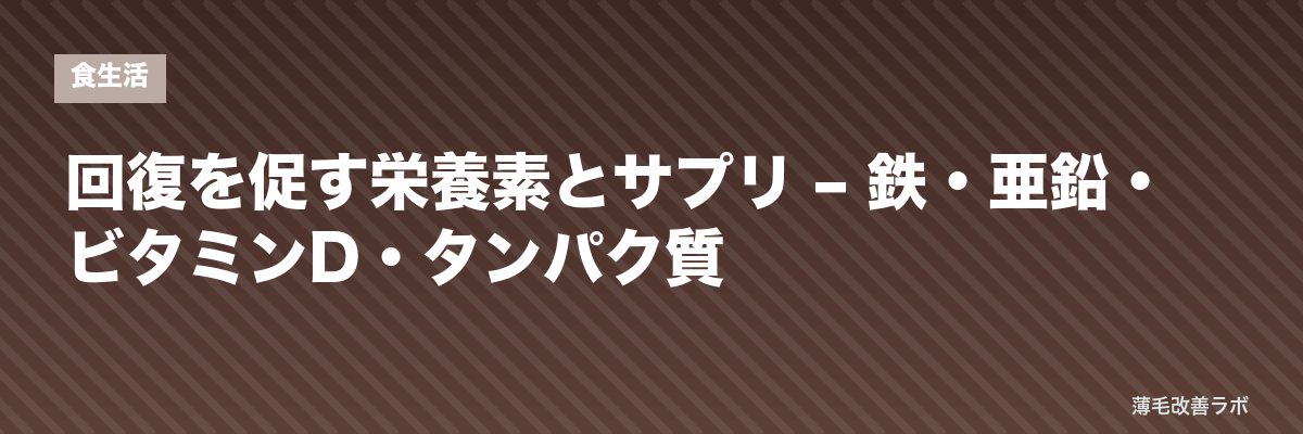回復を促す栄養素とサプリ – 鉄・亜鉛・ビタミンD・タンパク質 | 薄毛改善ラボ
