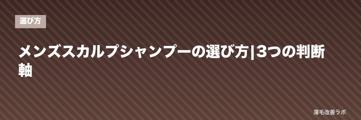 メンズスカルプシャンプーの選び方|3つの判断軸 | 薄毛改善ラボ