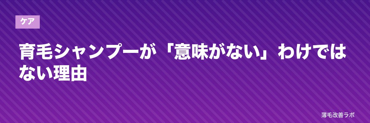 育毛シャンプーが「意味がない」わけではない理由 | 薄毛改善ラボ