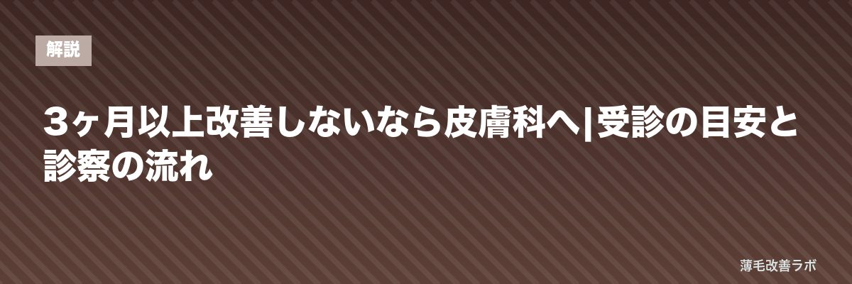 3ヶ月以上改善しないなら皮膚科へ|受診の目安と診察の流れ | 薄毛改善ラボ