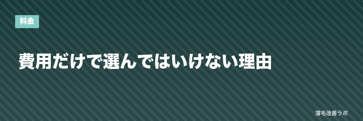 費用だけで選んではいけない理由 | 薄毛改善ラボ