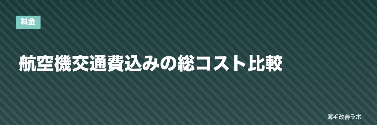 航空機交通費込みの総コスト比較 | 薄毛改善ラボ