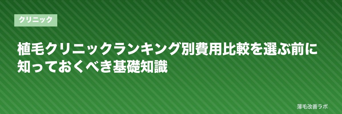 植毛クリニックランキング別費用比較を選ぶ前に知っておくべき基礎知識 | 薄毛改善ラボ