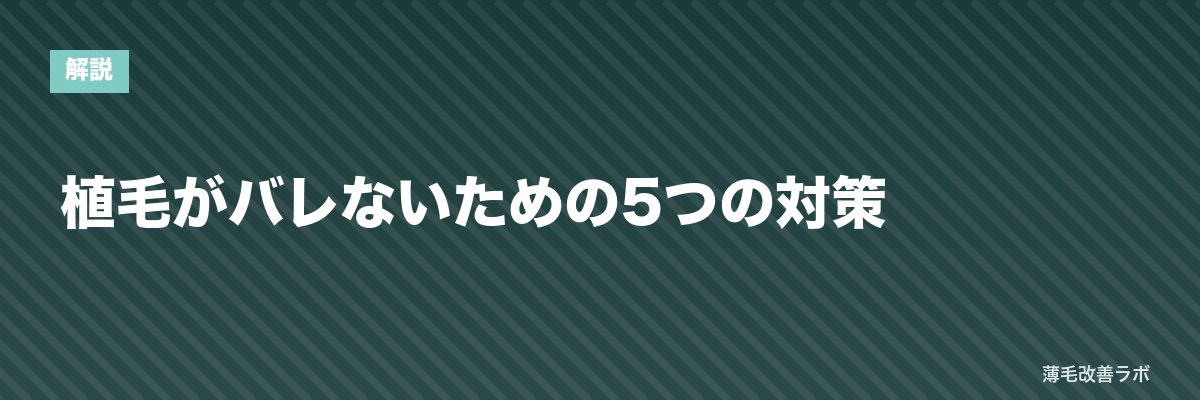 植毛がバレないための5つの対策 | 薄毛改善ラボ