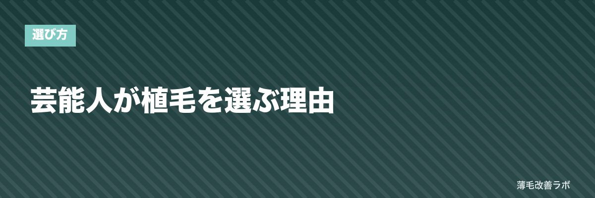 芸能人が植毛を選ぶ理由 | 薄毛改善ラボ