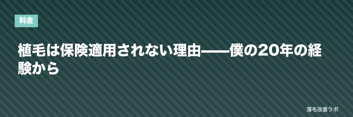 植毛は保険適用されない理由——僕の20年の経験から | 薄毛改善ラボ