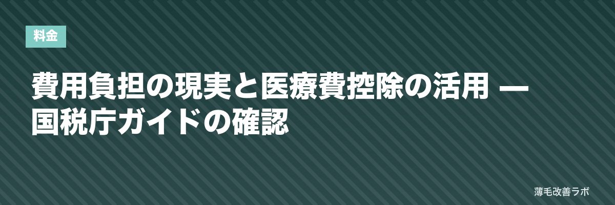 費用負担の現実と医療費控除の活用 — 国税庁ガイドの確認 | 薄毛改善ラボ