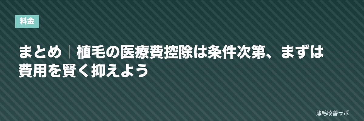 まとめ｜植毛の医療費控除は条件次第、まずは費用を賢く抑えよう | 薄毛改善ラボ