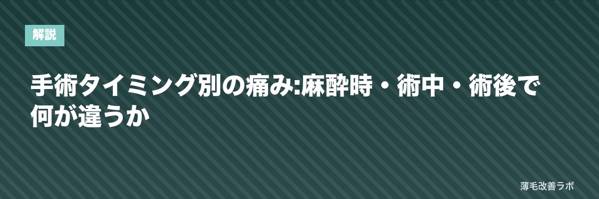 手術タイミング別の痛み:麻酔時・術中・術後で何が違うか | 薄毛改善ラボ
