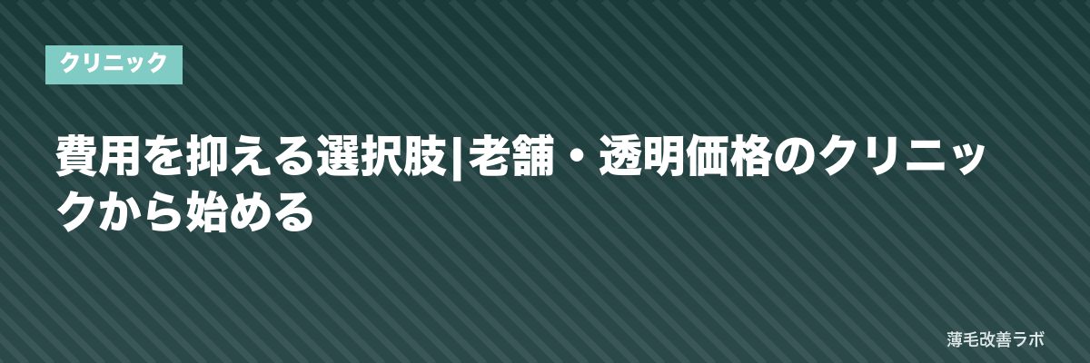 費用を抑える選択肢|老舗・透明価格のクリニックから始める | 薄毛改善ラボ