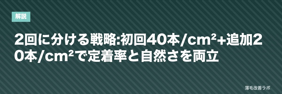 2回に分ける戦略:初回40本/cm²+追加20本/cm²で定着率と自然さを両立 | 薄毛改善ラボ