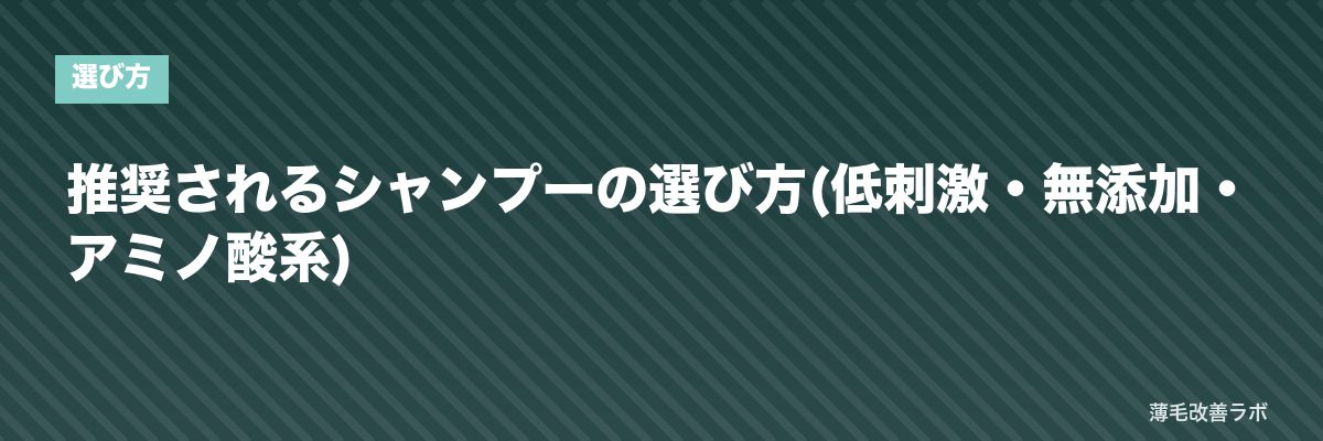 推奨されるシャンプーの選び方(低刺激・無添加・アミノ酸系) | 薄毛改善ラボ