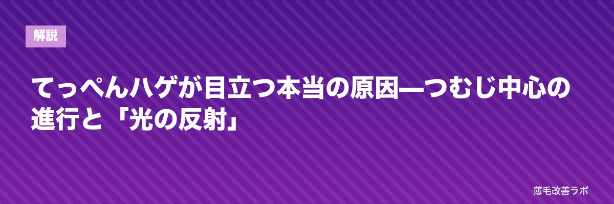てっぺんハゲが目立つ本当の原因—つむじ中心の進行と「光の反射」 | 薄毛改善ラボ