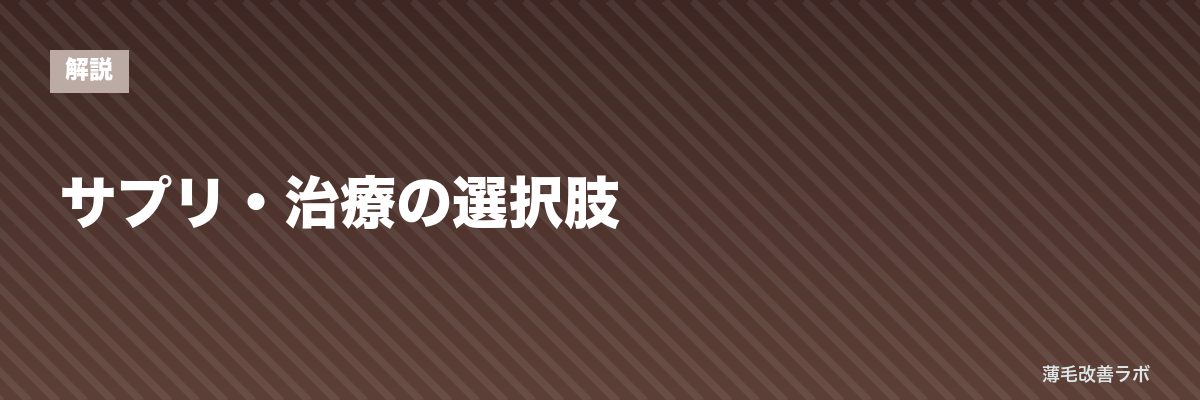 サプリ・治療の選択肢 | 薄毛改善ラボ