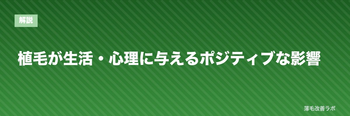 植毛が生活・心理に与えるポジティブな影響 | 薄毛改善ラボ