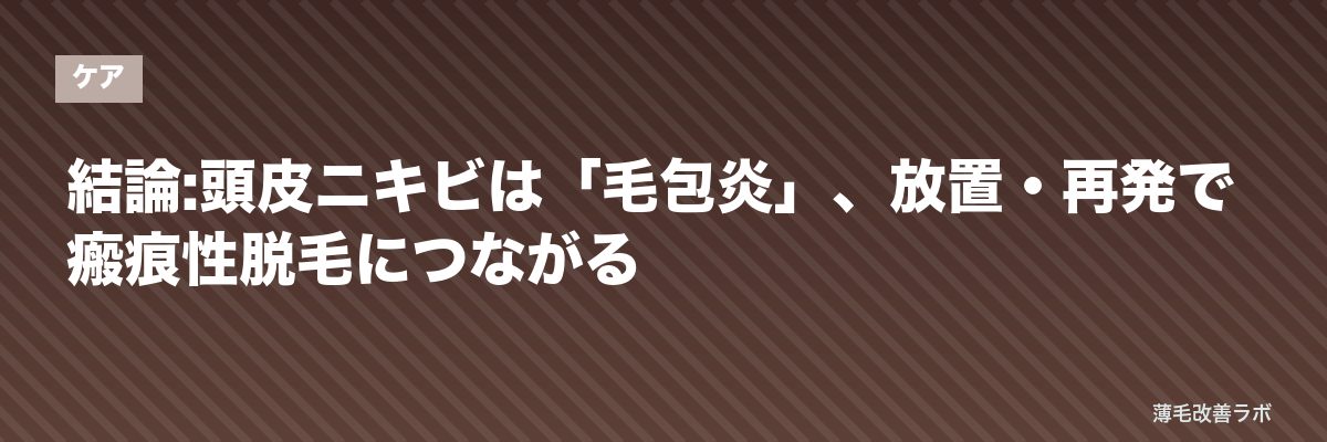 結論:頭皮ニキビは「毛包炎」、放置・再発で瘢痕性脱毛につながる | 薄毛改善ラボ
