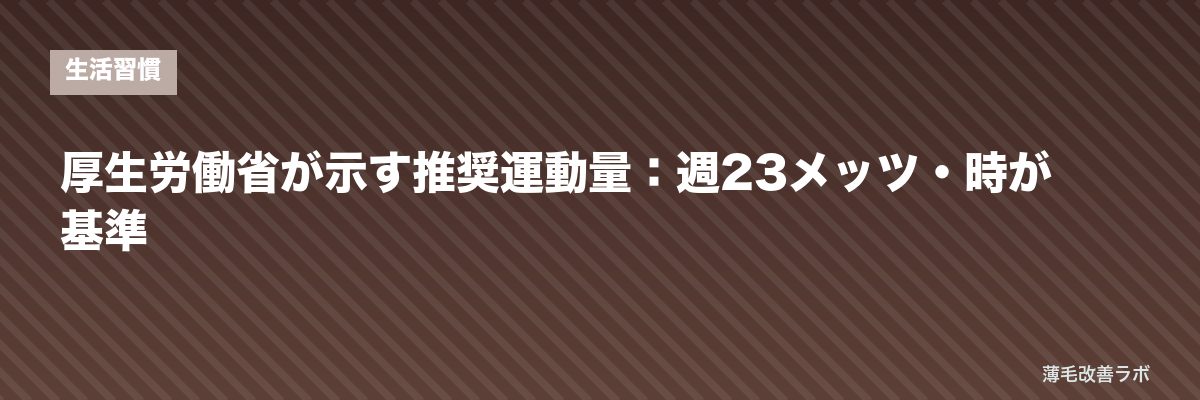 厚生労働省が示す推奨運動量：週23メッツ・時が基準 | 薄毛改善ラボ