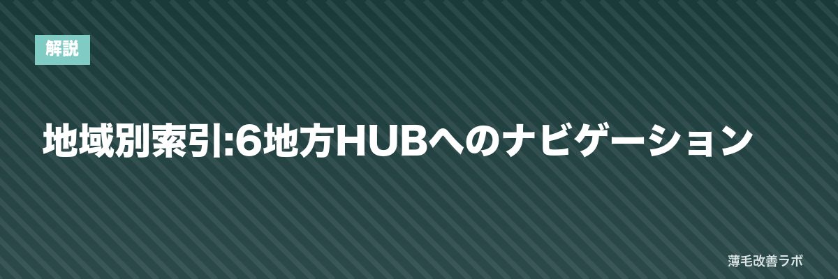 地域別索引:6地方HUBへのナビゲーション | 薄毛改善ラボ