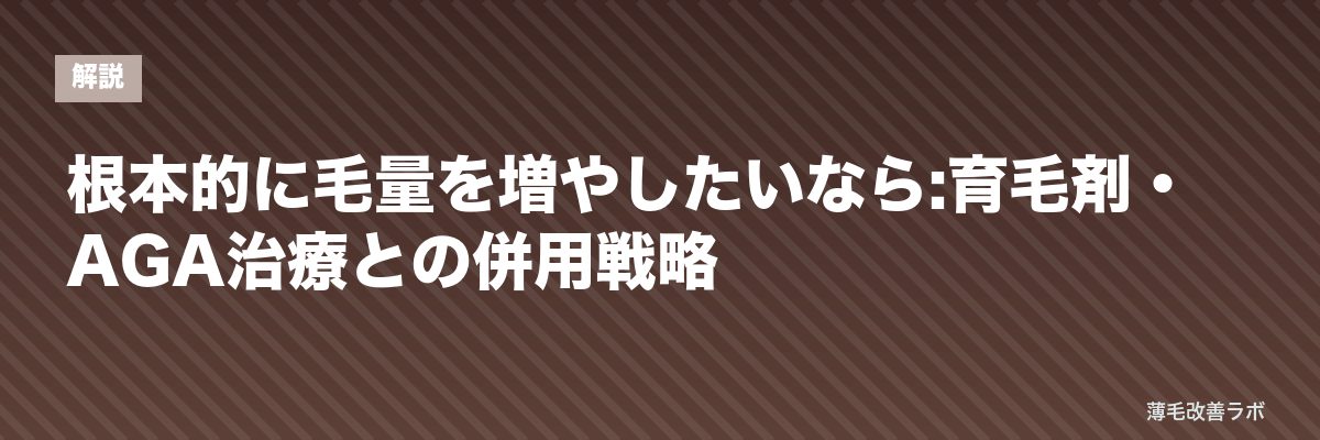 根本的に毛量を増やしたいなら:育毛剤・AGA治療との併用戦略 | 薄毛改善ラボ