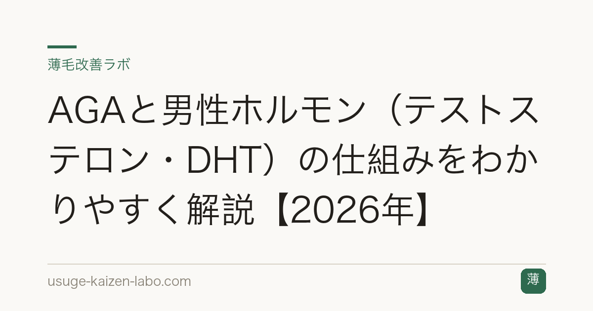 AGAと男性ホルモン（テストステロン・DHT）の仕組みをわかりやすく解説【2026年】
