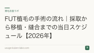 FUT植毛の手術の流れ｜採取から移植・縫合までの当日スケジュール【2026年】
