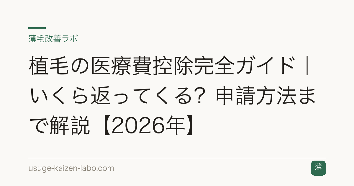 植毛の医療費控除完全ガイド｜いくら返ってくる？申請方法まで解説【2026年】