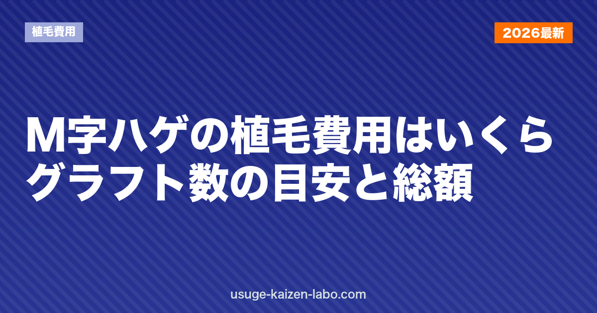M字ハゲの植毛費用はいくら？グラフト数の目安と総額