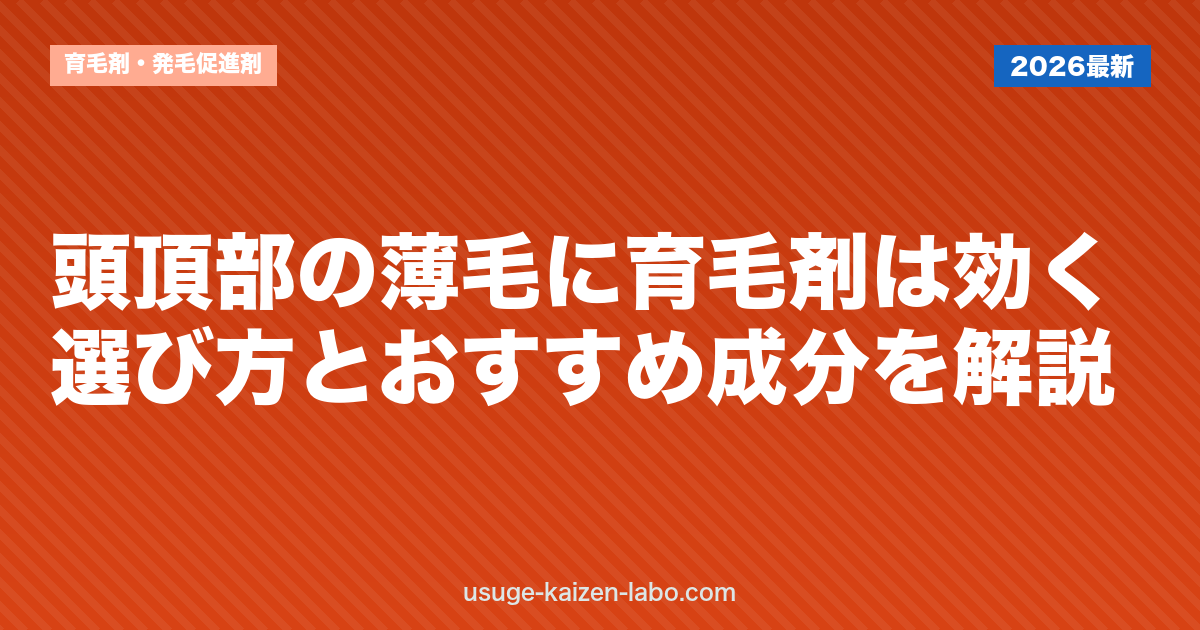 頭頂部の薄毛に育毛剤は効く？選び方とおすすめ成分を解説【2026年】