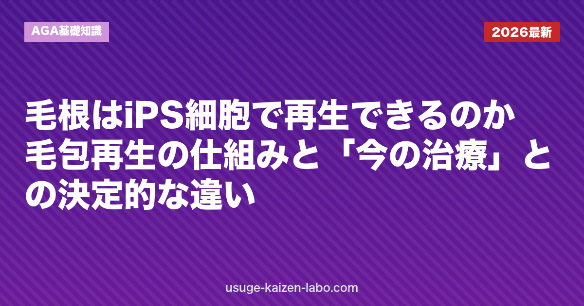 毛根はiPS細胞で再生できるのか｜毛包再生の仕組みと「今の治療」との決定的な違い【2026年版】｜AGA基礎知識