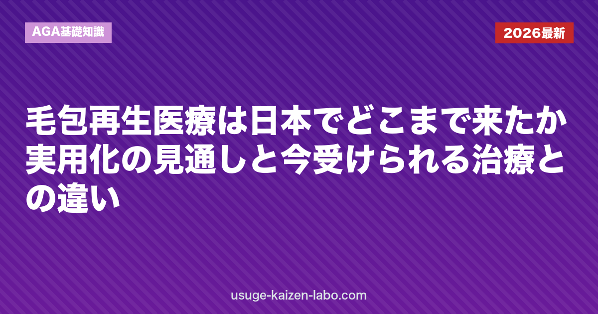 毛包再生医療は日本でどこまで来たか｜実用化の見通しと今受けられる治療との違い【2026年版】｜AGA基礎知識