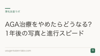 AGA治療をやめたらどうなる？1年後の写真と進行スピード