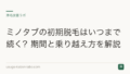 ミノタブの初期脱毛はいつまで続く?期間と乗り越え方を解説