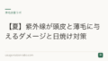【夏】紫外線が頭皮と薄毛に与えるダメージと日焼け対策