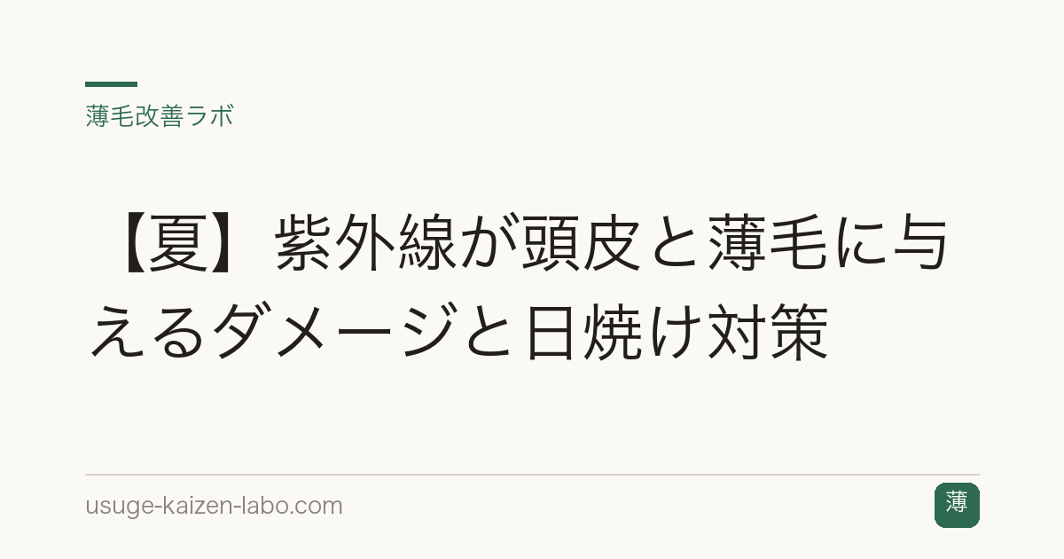 【夏】紫外線が頭皮と薄毛に与えるダメージと日焼け対策