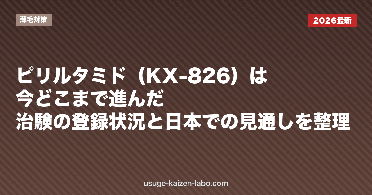 ピリルタミド（KX-826）は今どこまで進んだ？治験の登録状況と日本での見通しを整理｜薄毛対策