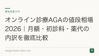 オンライン診療AGAの値段相場2026｜月額・初診料・薬代の内訳を徹底比較